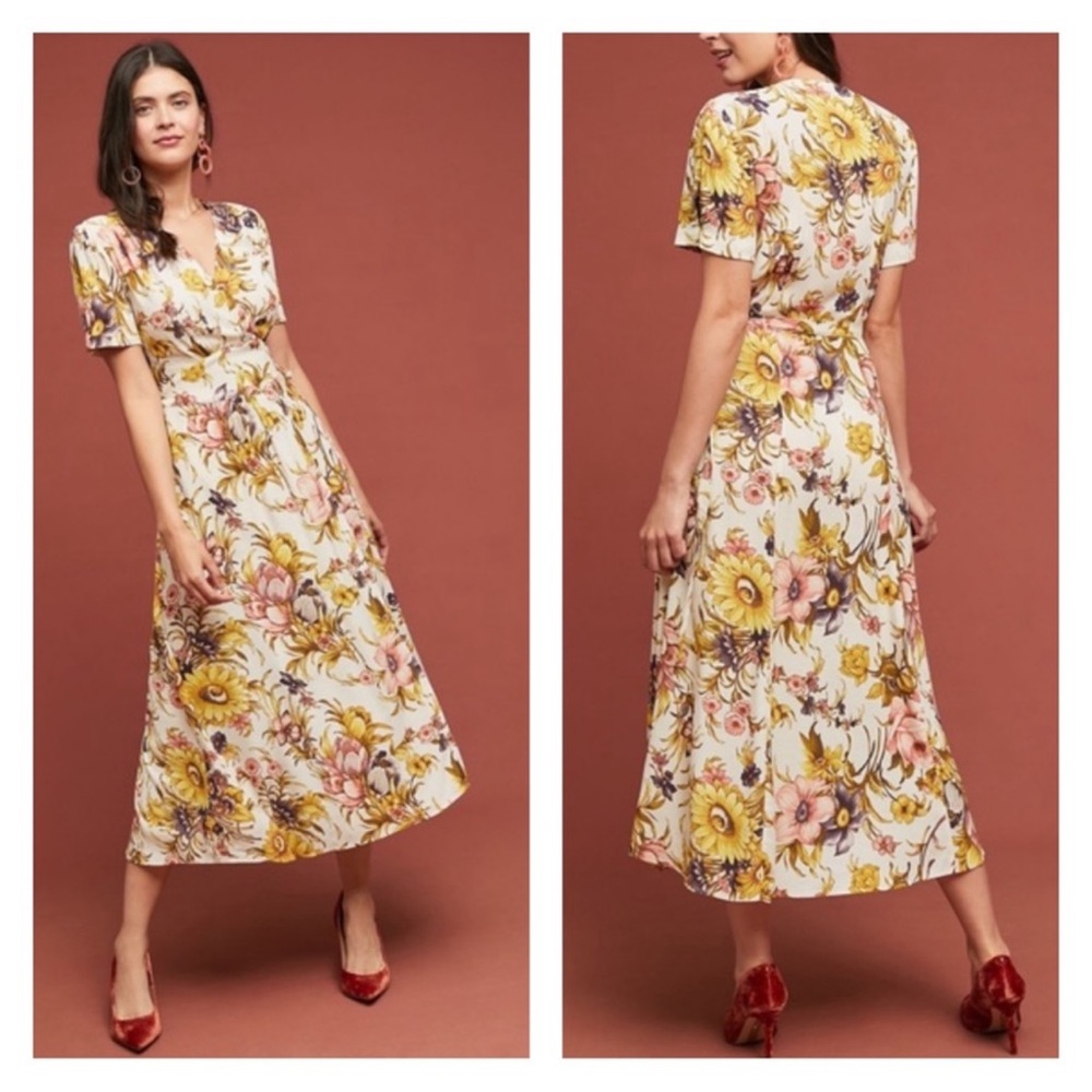 NWT Anthropologie Tiny sunflower wrap dress NWT!